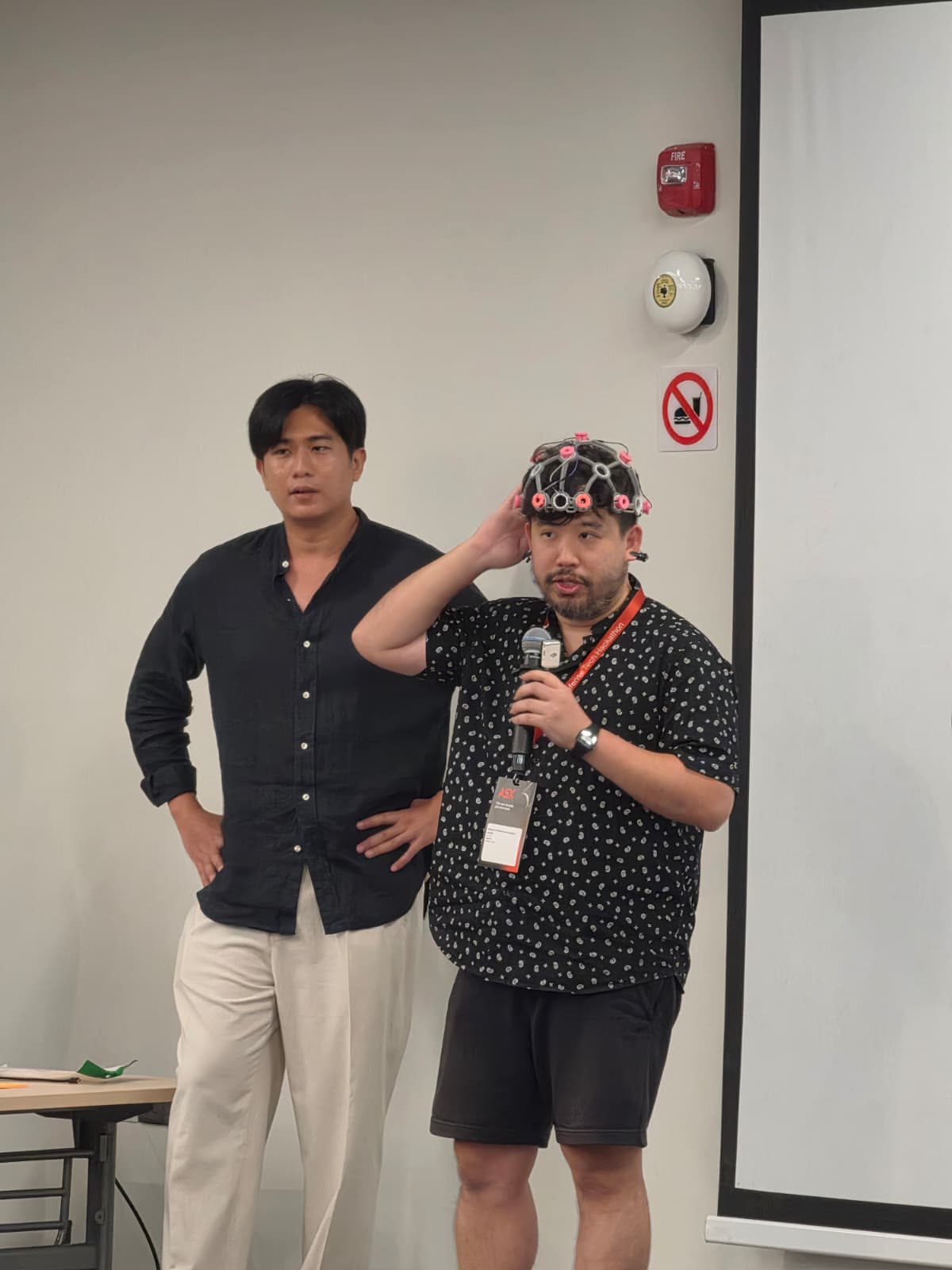 Q&A, headset on